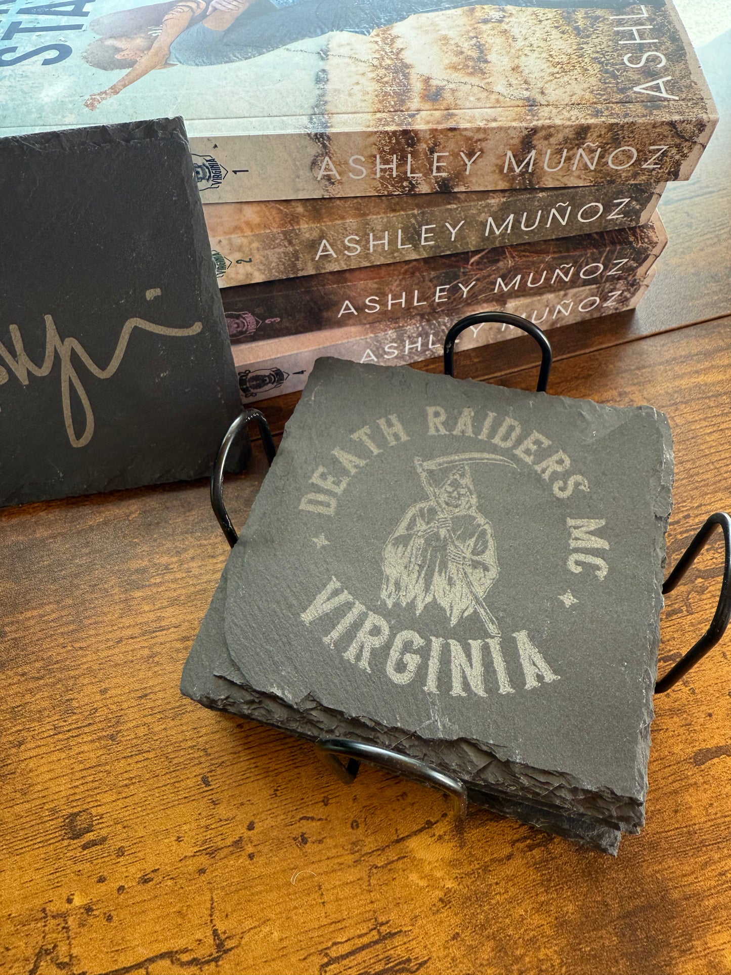 Stone Rider Slate Coaster Set